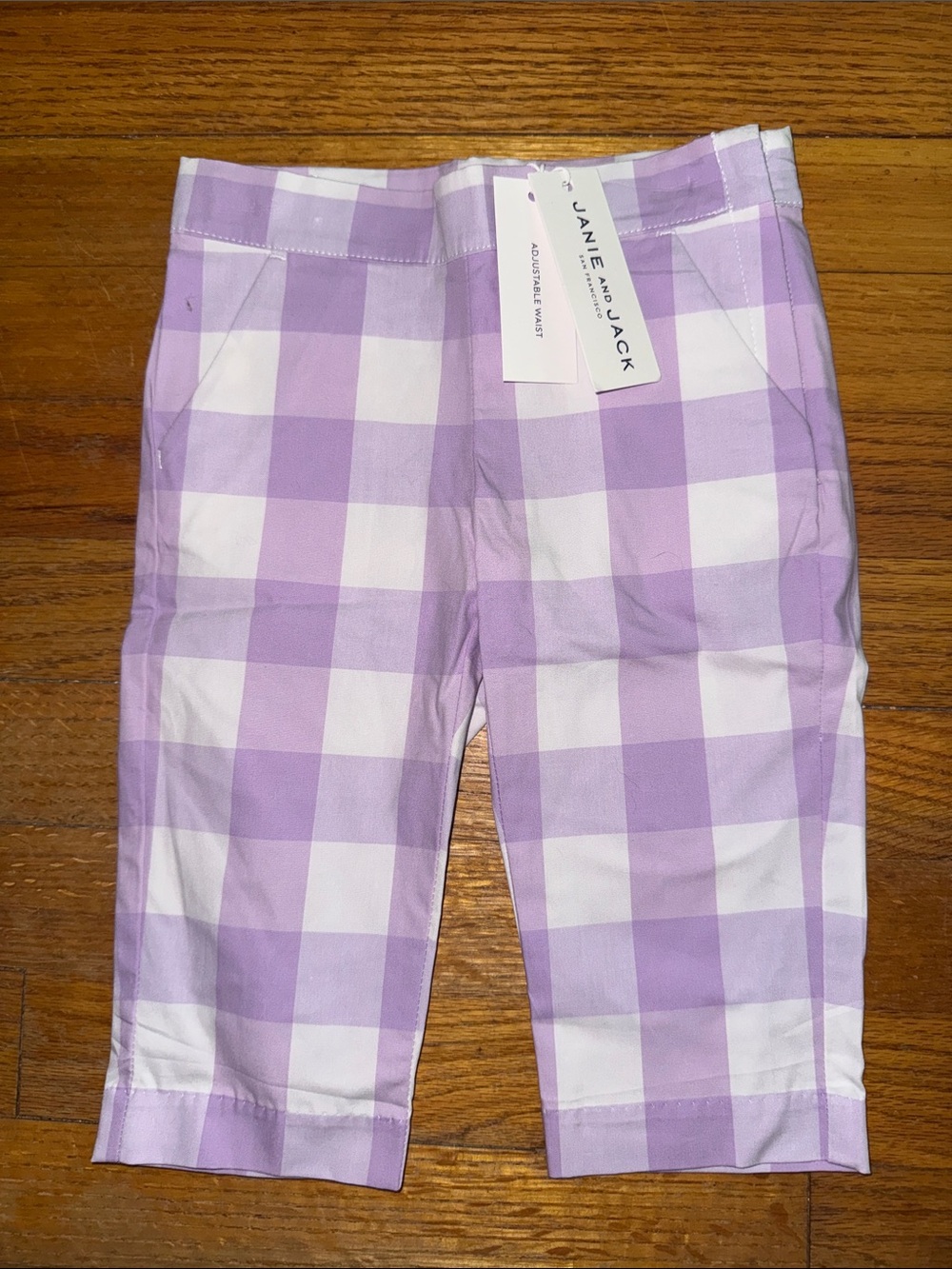 Janie and Jack Infant, Lavender and White Gingham Lightweight Pants  NWT